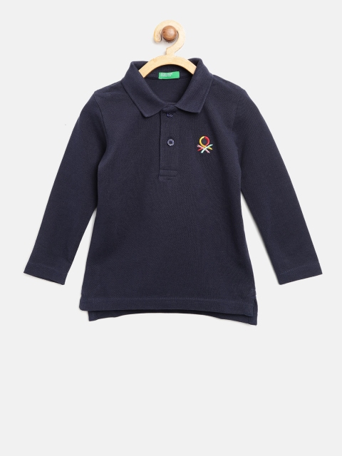 

United Colors of Benetton Boys Navy Blue Solid Polo Collar T-shirt