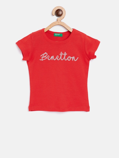 

United Colors of Benetton Girls Red Solid Round Neck T-shirt