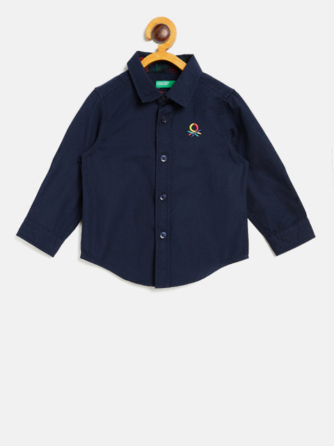 

United Colors of Benetton Boys Navy Blue Regular Fit Solid Casual Shirt