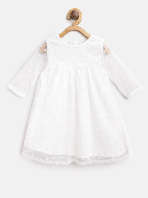 

United Colors of Benetton Girls White Self-Design A-Line Dress