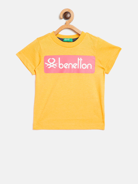 

United Colors of Benetton Boys Yellow Printed Round Neck T-shirt