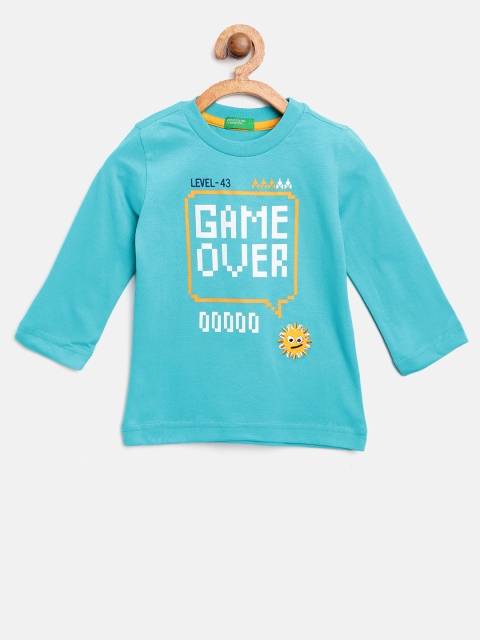 

United Colors of Benetton Boys Blue Printed Round Neck T-shirt