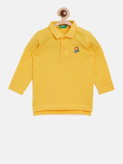 

United Colors of Benetton Boys Mustard Yellow Solid Polo Collar T-shirt