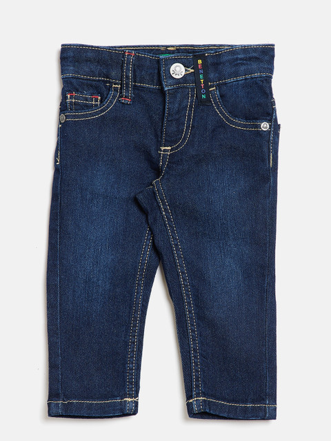 

United Colors of Benetton Boys Navy Blue Slim Fit Mid-Rise Clean Look Stretchable Jeans