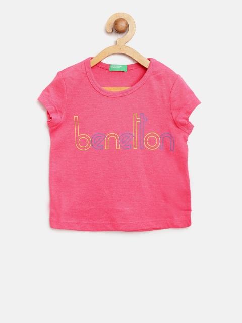 

United Colors of Benetton Girls Pink Printed Detail Round Neck T-shirt