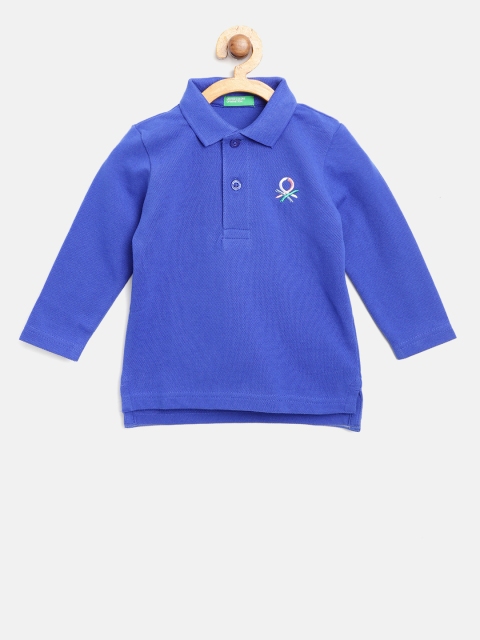 

United Colors of Benetton Boys Blue Solid Polo Collar T-shirt