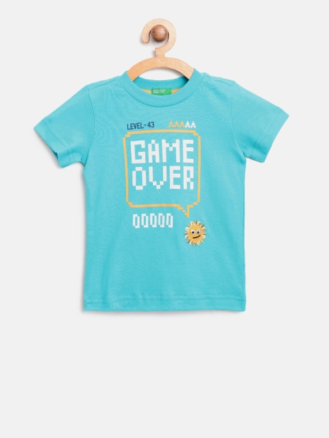 

United Colors of Benetton Boys Blue Printed Round Neck T-shirt