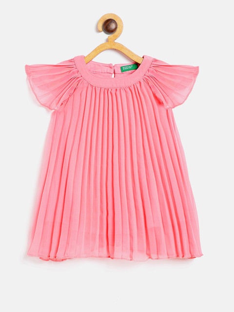 

United Colors of Benetton Girls Pink Accordian Pleat A-Line Dress