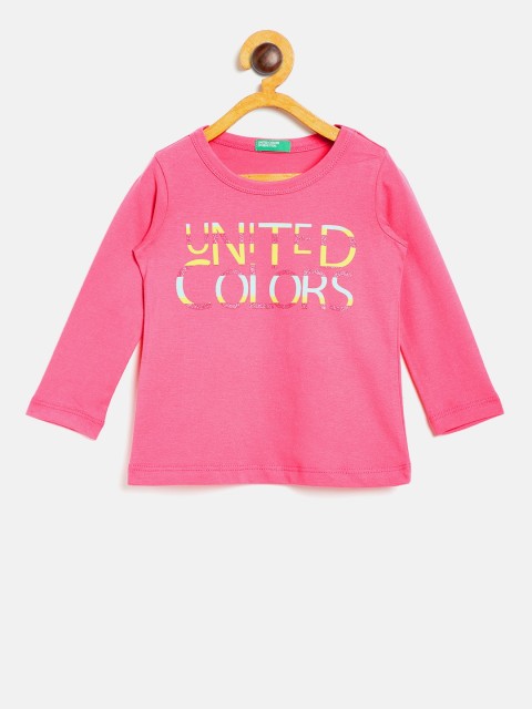 

United Colors of Benetton Girls Pink Printed Round Neck T-shirt