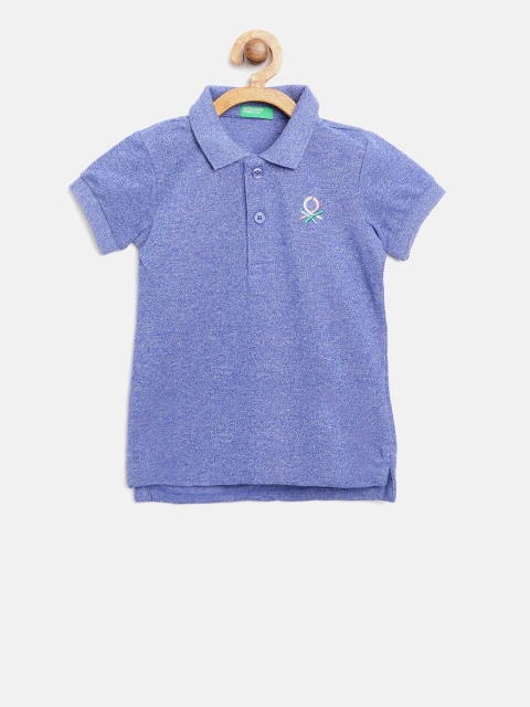 

United Colors of Benetton Boys Blue Solid Polo Collar T-shirt