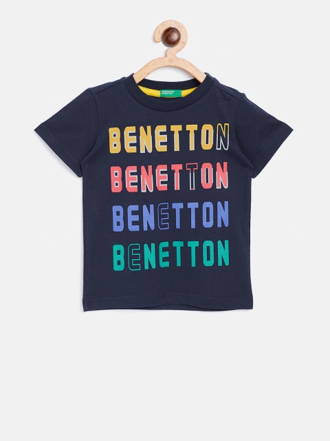 

United Colors of Benetton Boys Navy Blue Printed Round Neck T-shirt