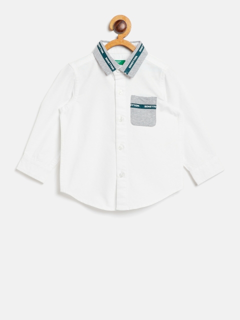 

United Colors of Benetton Boys White Regular Fit Solid Casual Shirt