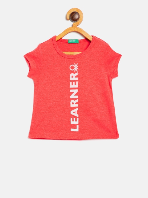 

United Colors of Benetton Girls Red Printed Round Neck T-shirt