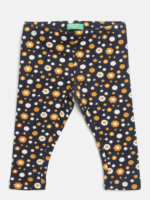

United Colors of Benetton Girls Navy Blue & Yellow Printed Leggings