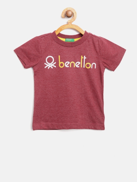 

United Colors of Benetton Boys Maroon Printed Detail Round Neck T-shirt