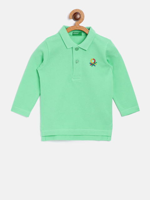 

United Colors of Benetton Boys Green Solid Polo Collar T-shirt