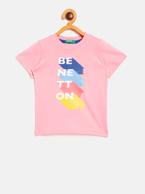 

United Colors of Benetton Boys Pink Printed Round Neck T-shirt