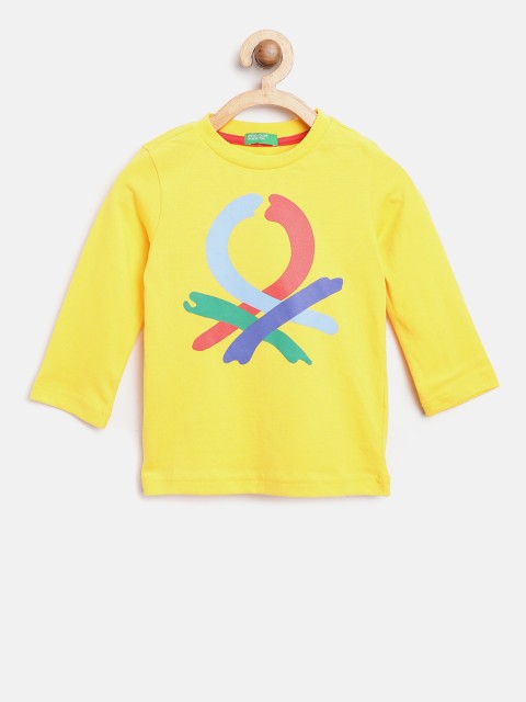 

United Colors of Benetton Boys Yellow Printed Round Neck T-shirt