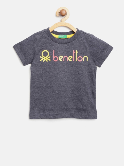 

United Colors of Benetton Boys Navy Blue Printed Detail Round Neck T-shirt