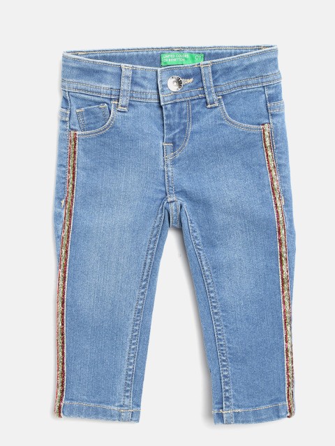 

United Colors of Benetton Girls Blue Slim Fit Mid-Rise Clean Look Stretchable Jeans