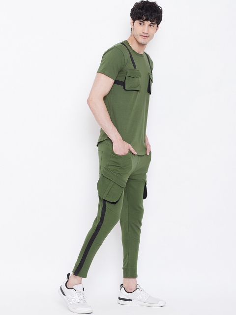 

FUGAZEE Men Olive Green Solid Tracksuit