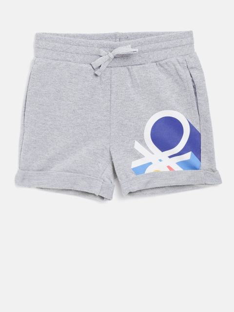

United Colors of Benetton Boys Grey Melange Printed Detail Regular Shorts