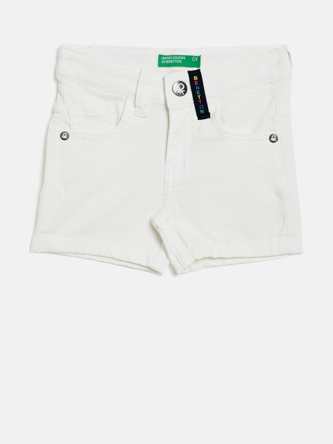 

United Colors of Benetton Boys White Solid Regular Fit Denim Shorts