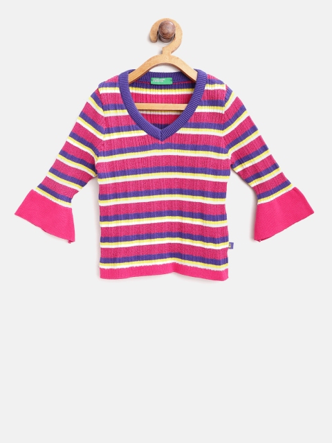 

United Colors of Benetton Girls Pink & Purple Striped Pullover