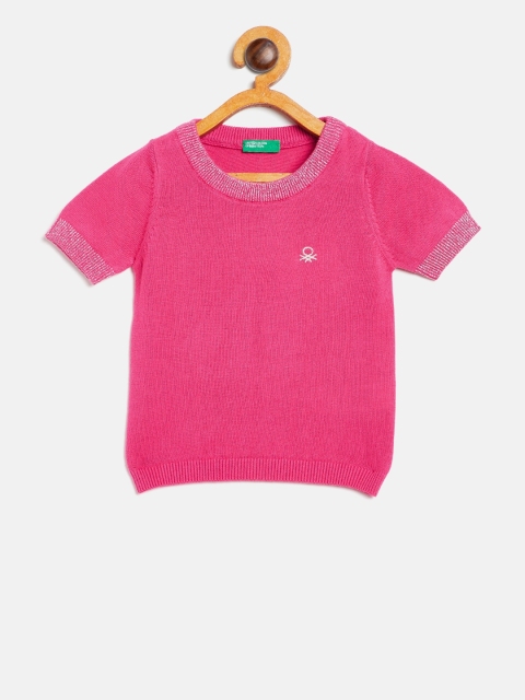 

United Colors of Benetton Girls Pink Solid Sweater
