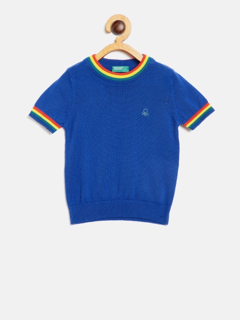 

United Colors of Benetton Boys Blue Solid Pullover