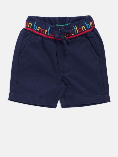 

United Colors of Benetton Boys Navy Blue Solid Regular Shorts