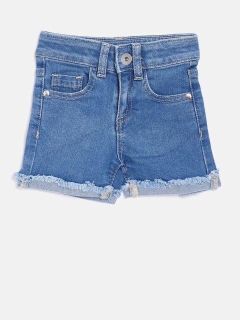 

United Colors of Benetton Girls Blue Solid Regular Fit Denim Shorts
