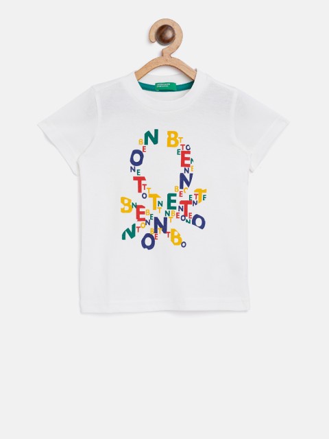 

United Colors of Benetton Boys White Printed Round Neck T-shirt