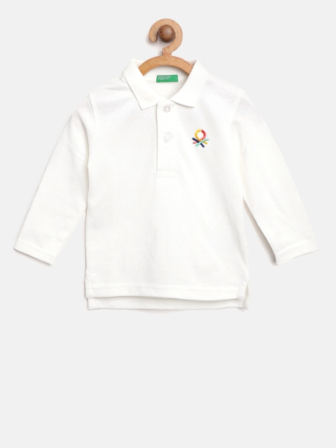 

United Colors of Benetton Boys White Solid Polo Collar T-shirt