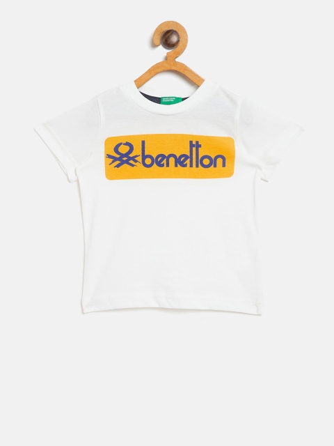 

United Colors of Benetton Boys Off-White Printed Round Neck T-shirt