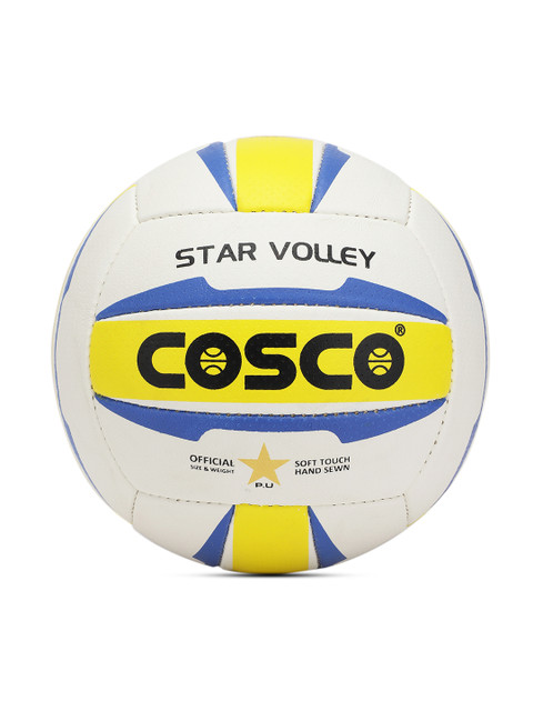 

COSCO Unisex White & Yellow Colourblocked Printed Star Volley Ball