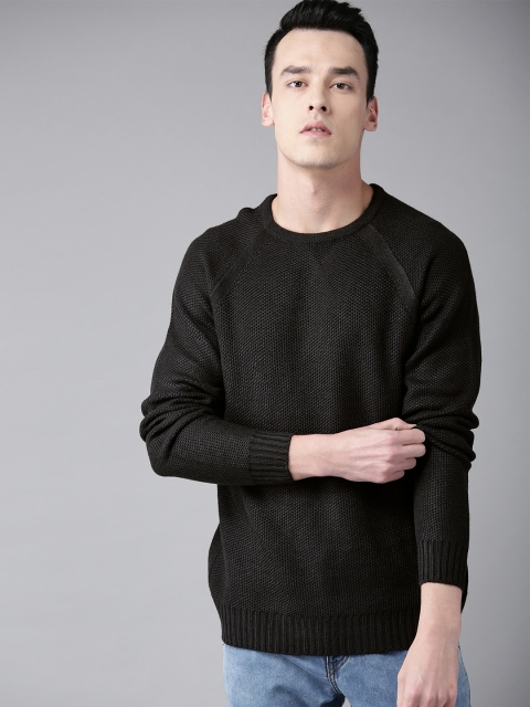 

Roadster Men Black Self Design Sweater