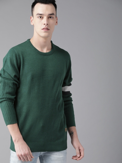 

Roadster Men Green Solid Sweater