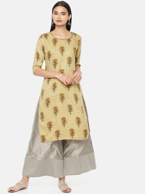

Soch Women Beige & Brown Printed Straight Kurta