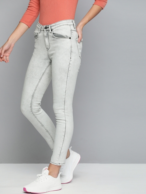 

HERE&NOW Women Grey Skinny Fit High-Rise Clean Look Stretchable Jeans
