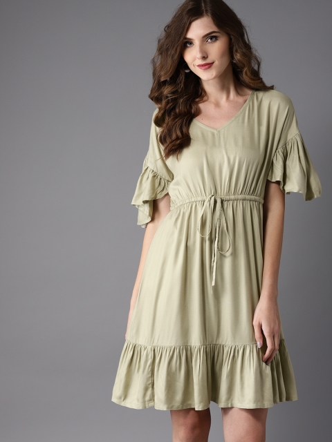 

Moda Rapido Women Green Solid Empire Dress