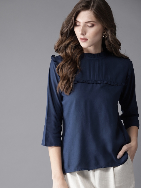 

Moda Rapido Women Navy Blue Solid Top
