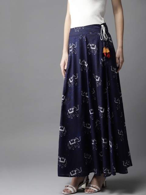 

Moda Rapido Feel The Breeze Elephant Motif Skirt, Navy blue