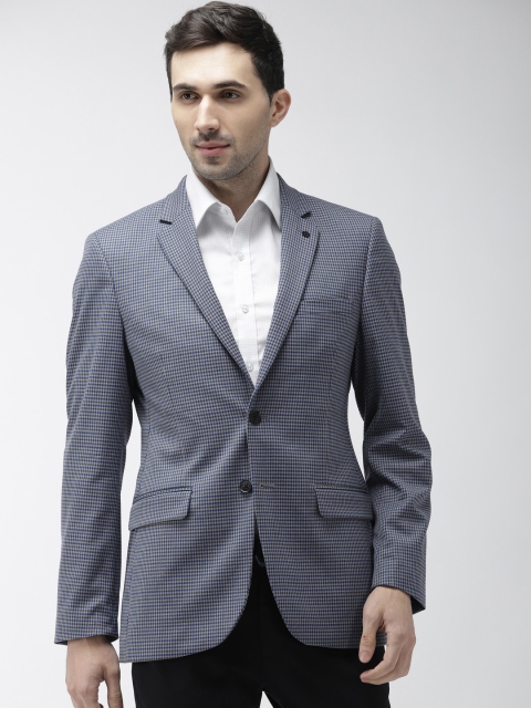 

Raymond Men Grey & Blue Solid Contemporary Fit Single-Breasted Blazer