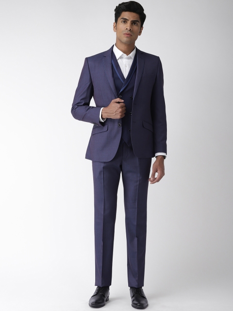 

Park Avenue Blue Solid Slim Fit Single Breasted Formal Suit