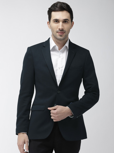 

Raymond Men Navy Blue Solid Slim Fit Single-Breasted Blazer