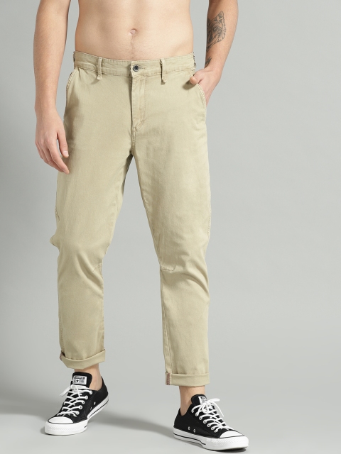 

The Roadster Lifestyle Co Men Beige Slim Fit Solid Trousers