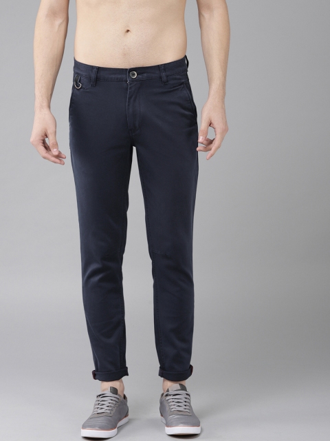 

Roadster Men Navy Blue Regular Fit Self Design Regular Trousers