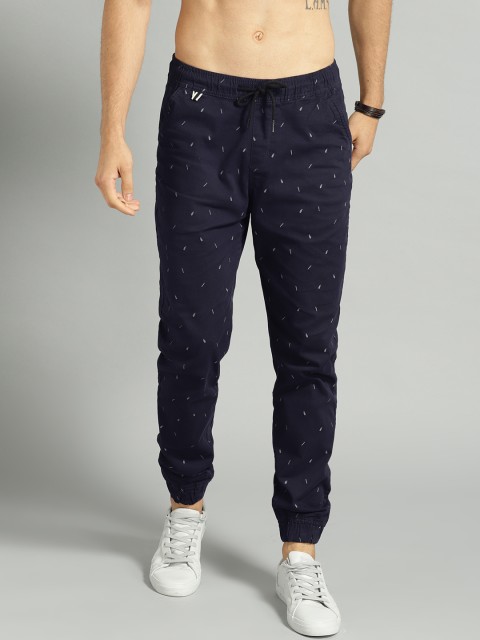 

The Roadster Lifestyle Co Men Navy Blue & Grey Slim Fit Printed Joggers