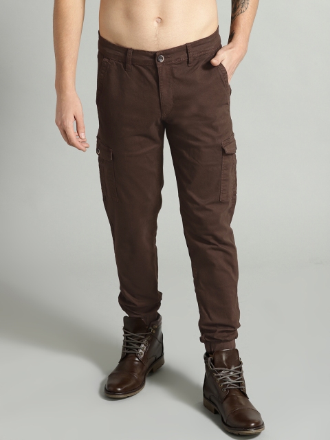 

Roadster Men Coffee Brown Regular Fit Solid Jogger Cargos